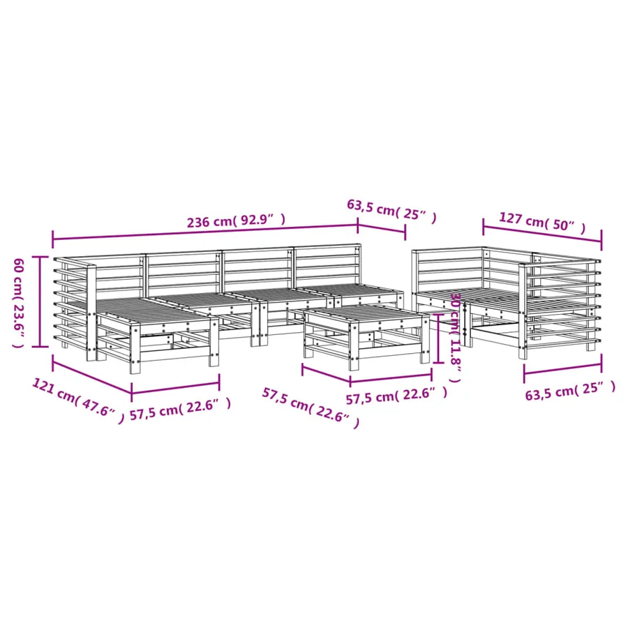Salon de jardin 8 pcs bois massif douglas - 7
