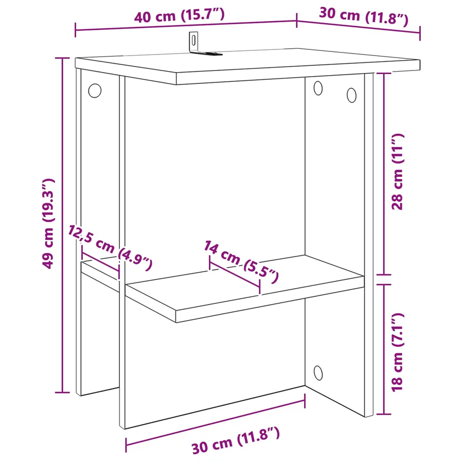 Table basse 2 pcs Chêne Sonoma 40 x 30 x 49 cm - 10