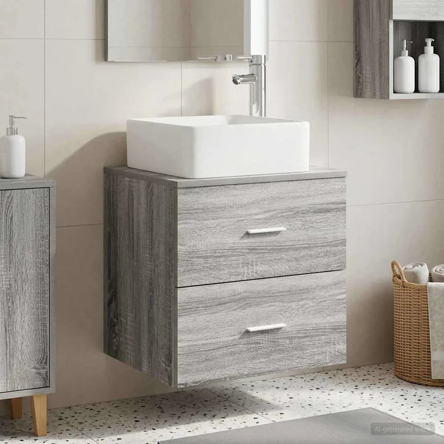 Vanité de lavabo mural Sonoma gris 53 x 34,5 x 63 cm