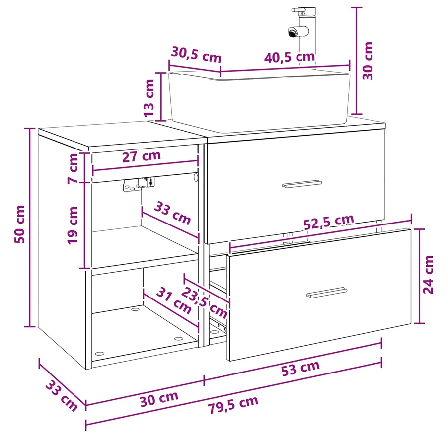 Ensemble de mobilier de salle de bain 2 pcs Bois ancien - 10