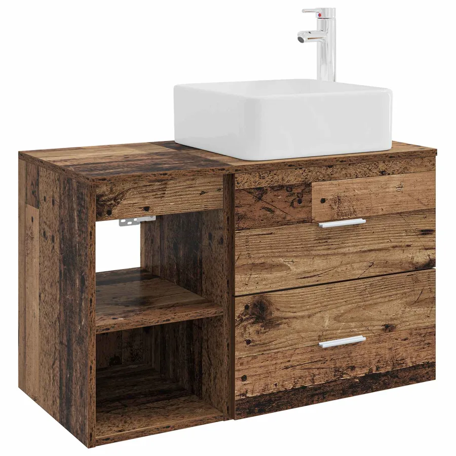 Ensemble de mobilier de salle de bain 2 pcs Bois ancien - 2