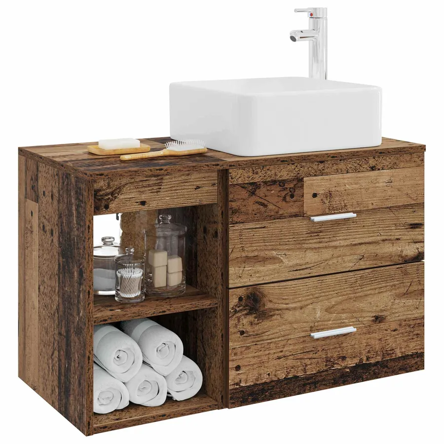 Ensemble de mobilier de salle de bain 2 pcs Bois ancien - 3