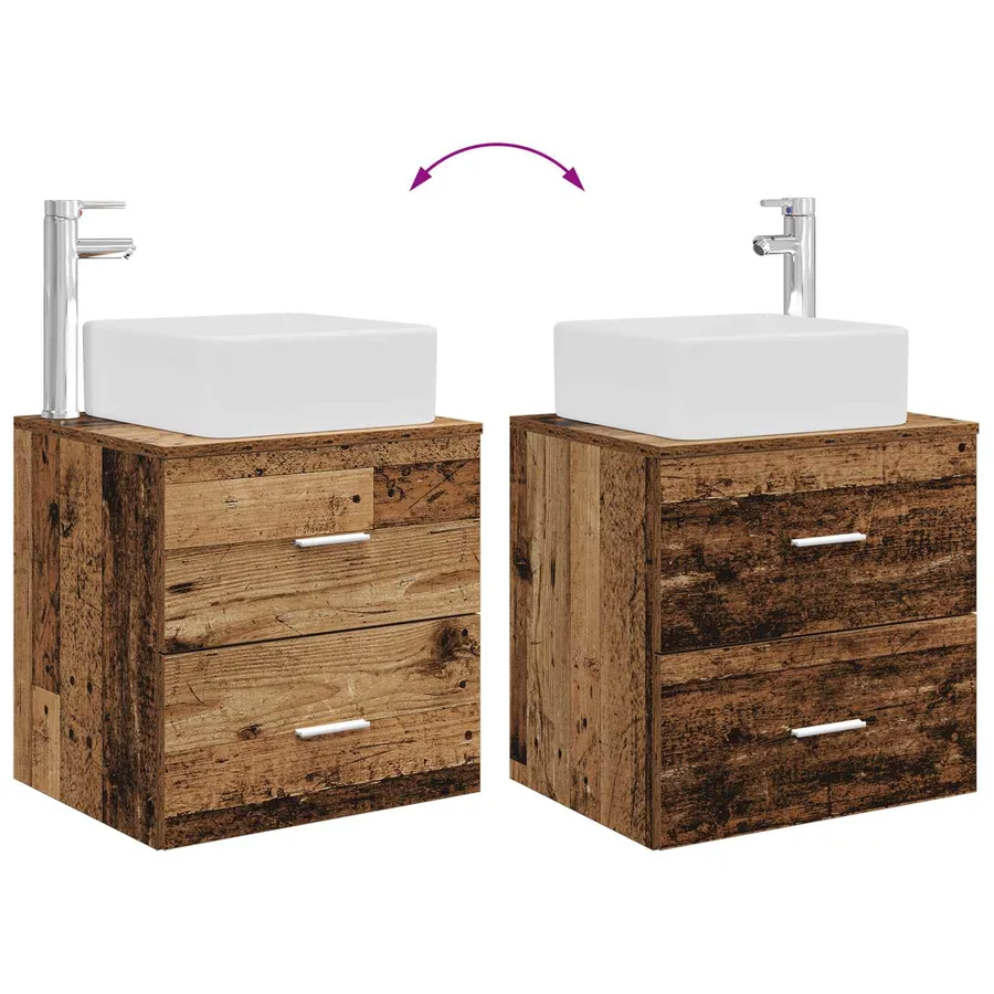 Ensemble de mobilier de salle de bain 2 pcs Bois ancien - 9