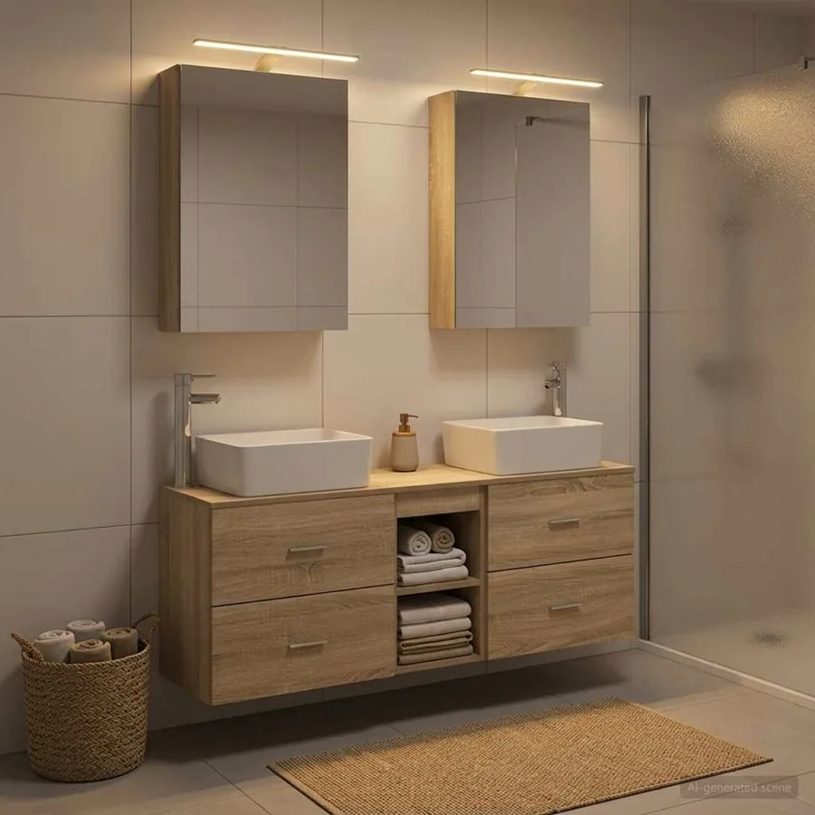 Ensemble de mobilier de salle de bain 5 pcs Chêne Sonoma