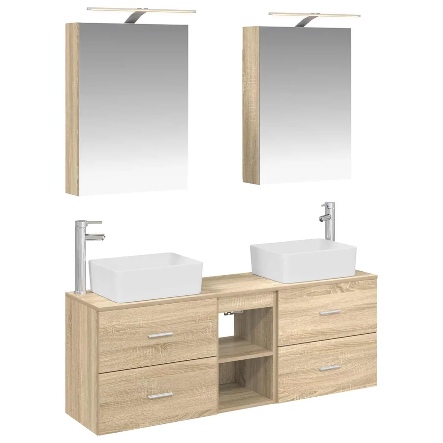 Ensemble de mobilier de salle de bain 5 pcs Chêne Sonoma - 2
