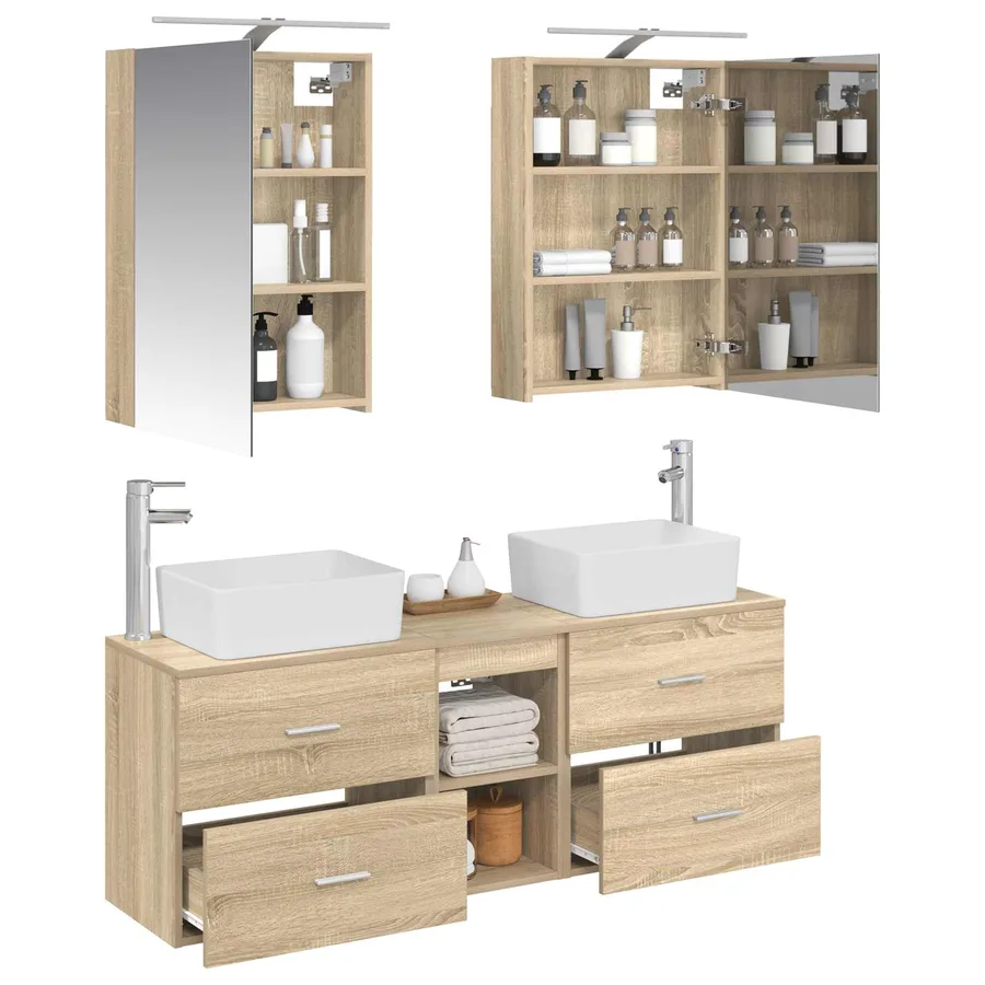 Ensemble de mobilier de salle de bain 5 pcs Chêne Sonoma - 3