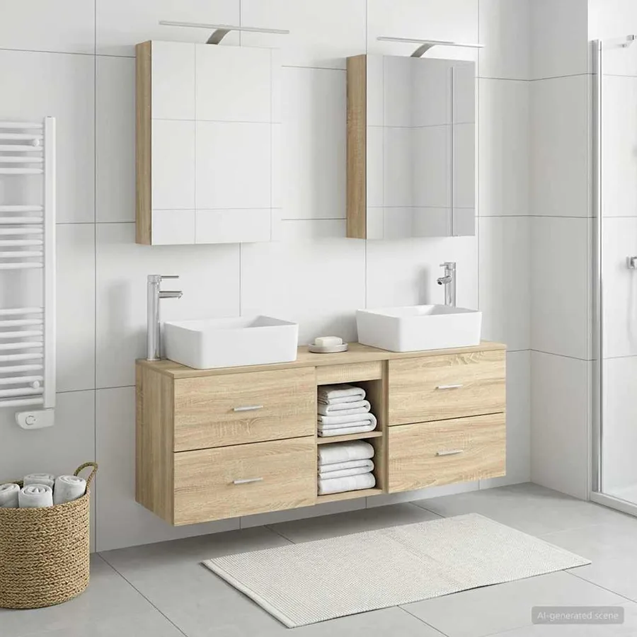 Ensemble de mobilier de salle de bain 5 pcs Chêne Sonoma - 4