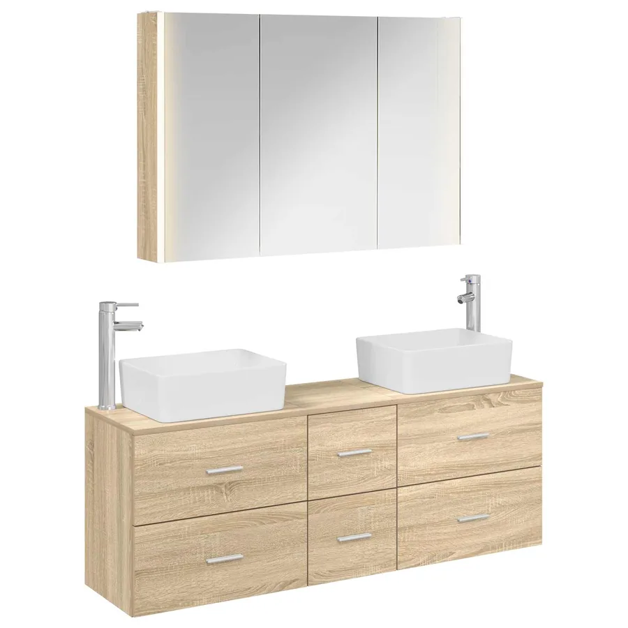 Ensemble de mobilier de salle de bain 4 pcs Chêne Sonoma - 2