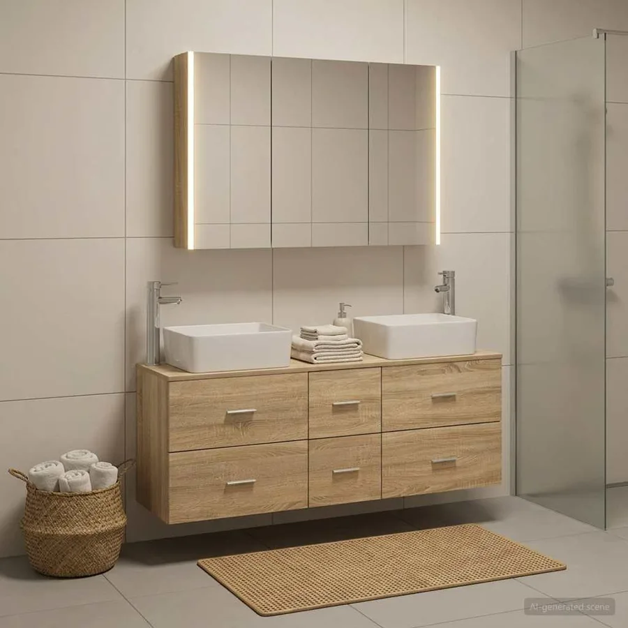 Ensemble de mobilier de salle de bain 4 pcs Chêne Sonoma - 4