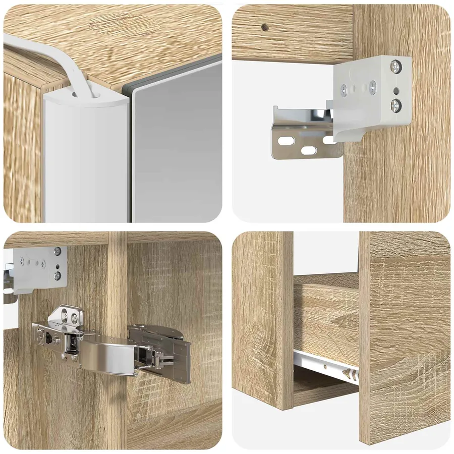 Ensemble de mobilier de salle de bain 4 pcs Chêne Sonoma - 9