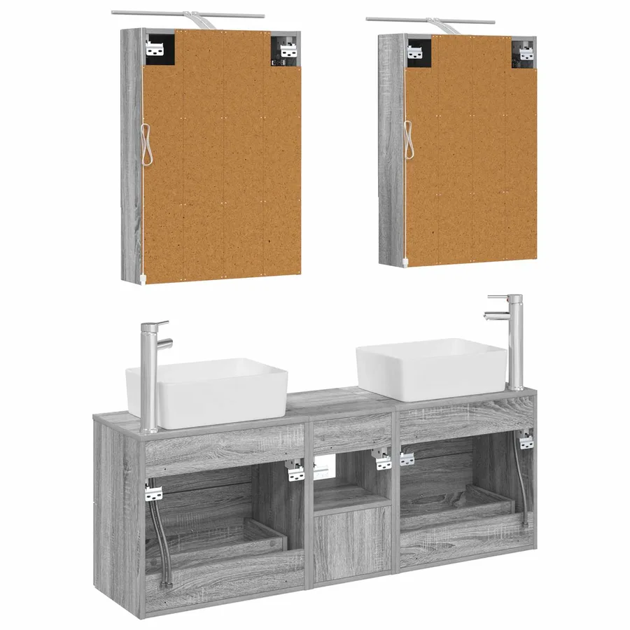 Ensemble de mobilier de salle de bain 5 pcs Sonoma gris - 7