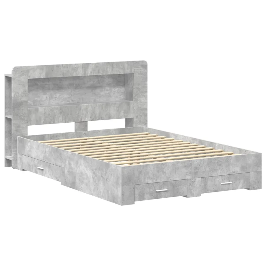 Cadre de lit avec rangement Gris béton 150 x 200 cm - 2