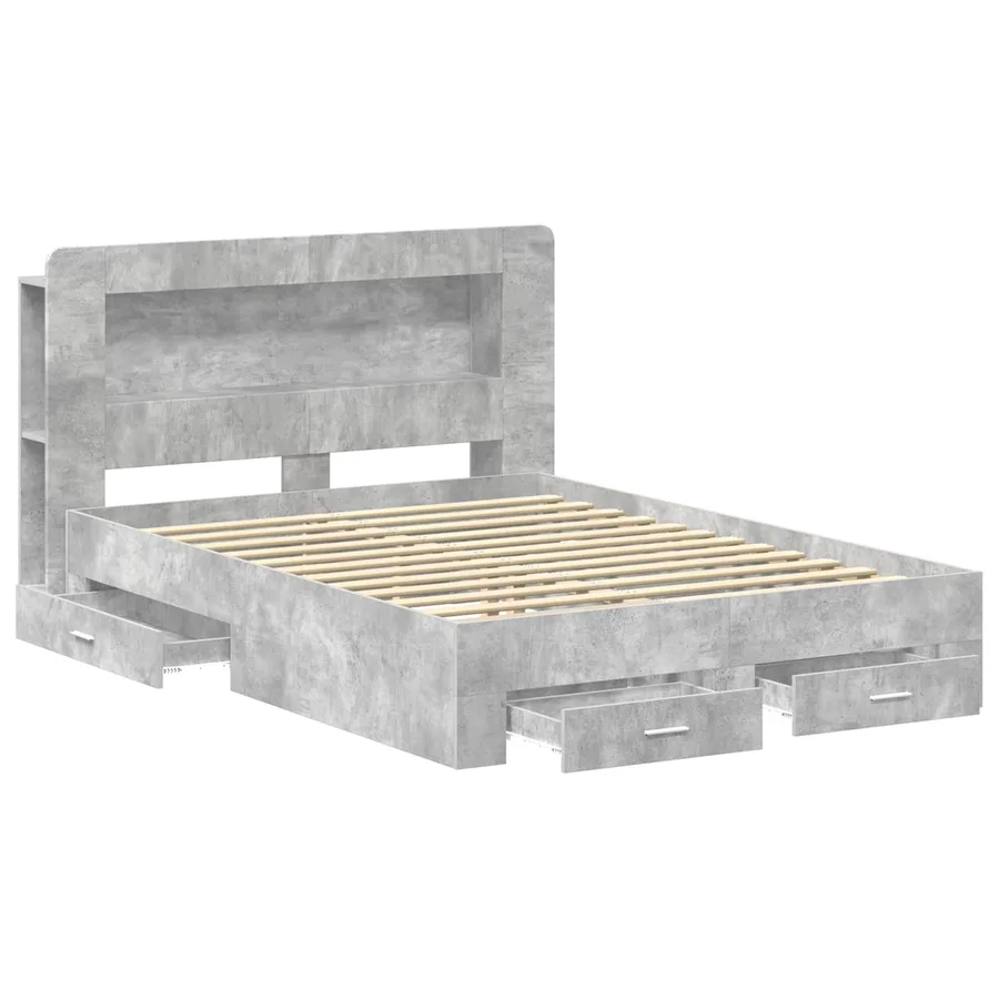 Cadre de lit avec rangement Gris béton 150 x 200 cm - 3