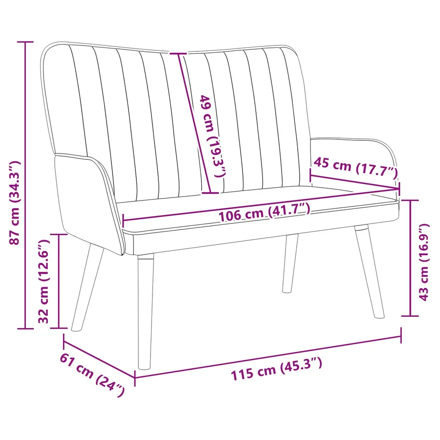 Sofa 2 places Rose 115 x 61 x 87 cm Velours - 9