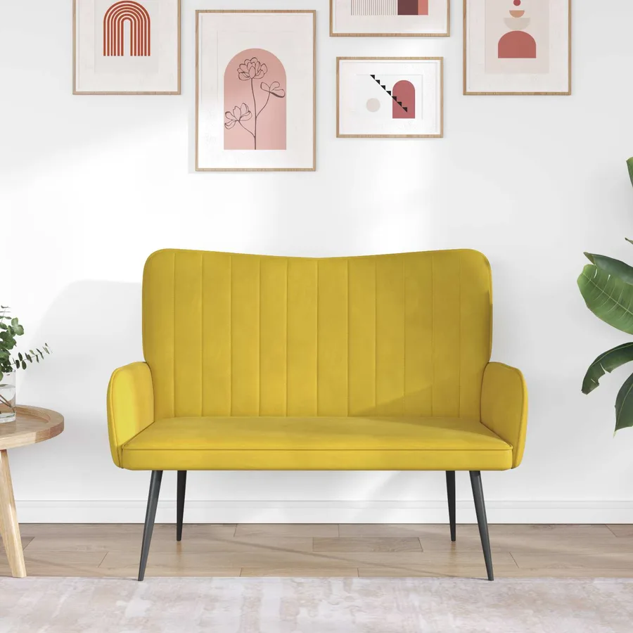 Sofa 2 places Jaune 115 x 61 x 87 cm Velours - 3