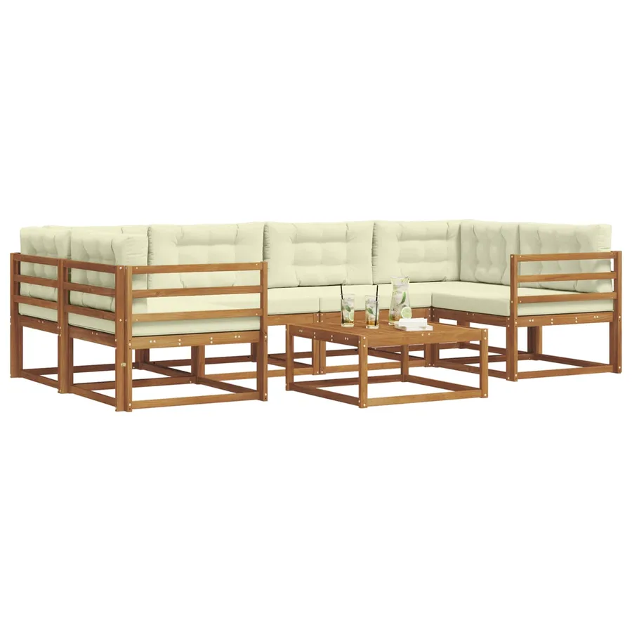 Ensemble de canapés d'extérieur 7 pcs Naturel et Crème - 3