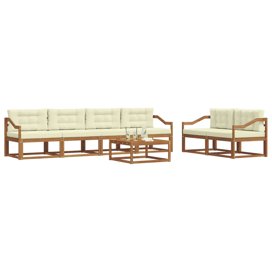 Ensemble de canapés d'extérieur 7 pcs Naturel et Crème - 3
