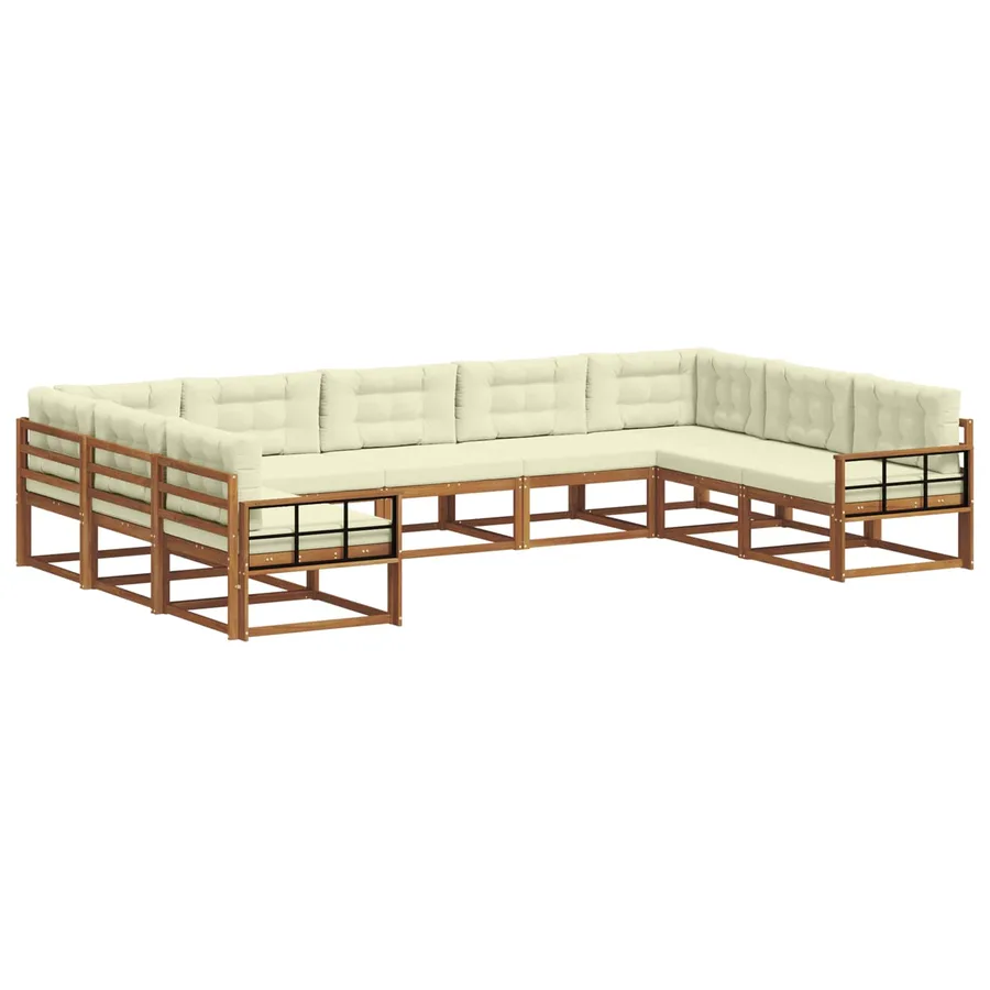 Ensemble de canapés d'extérieur 9 pcs Naturel et Crème - 2