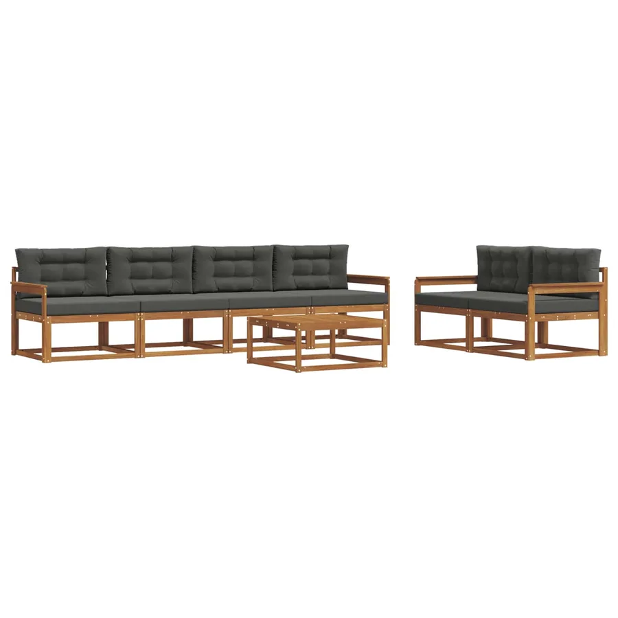 Ensemble de canapés d'extérieur 7 pcs Naturel et Anthracite - 2