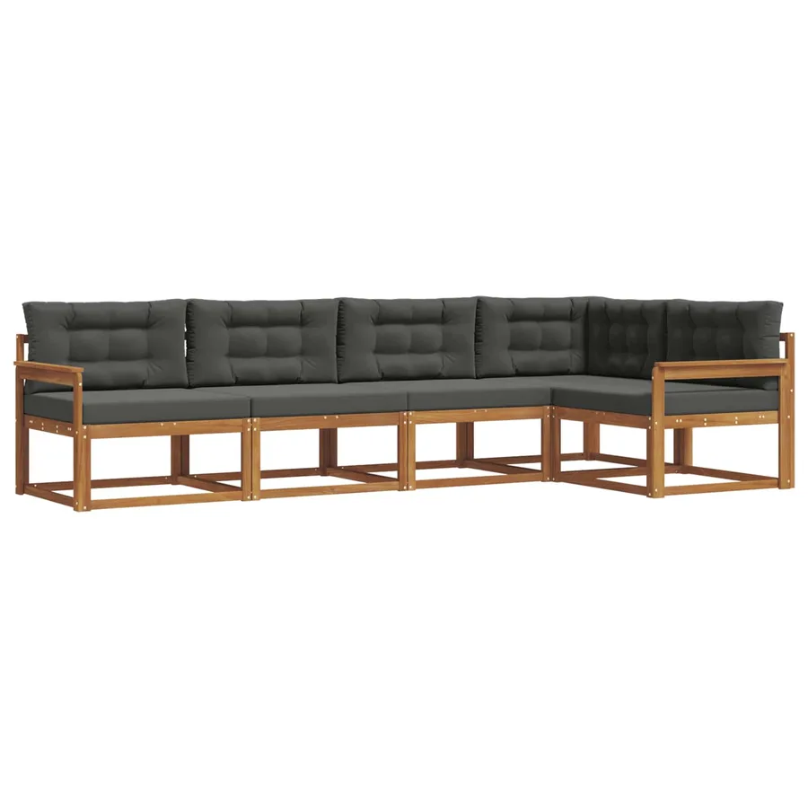 Ensemble de canapés d'extérieur 5 pcs Naturel et Anthracite - 2