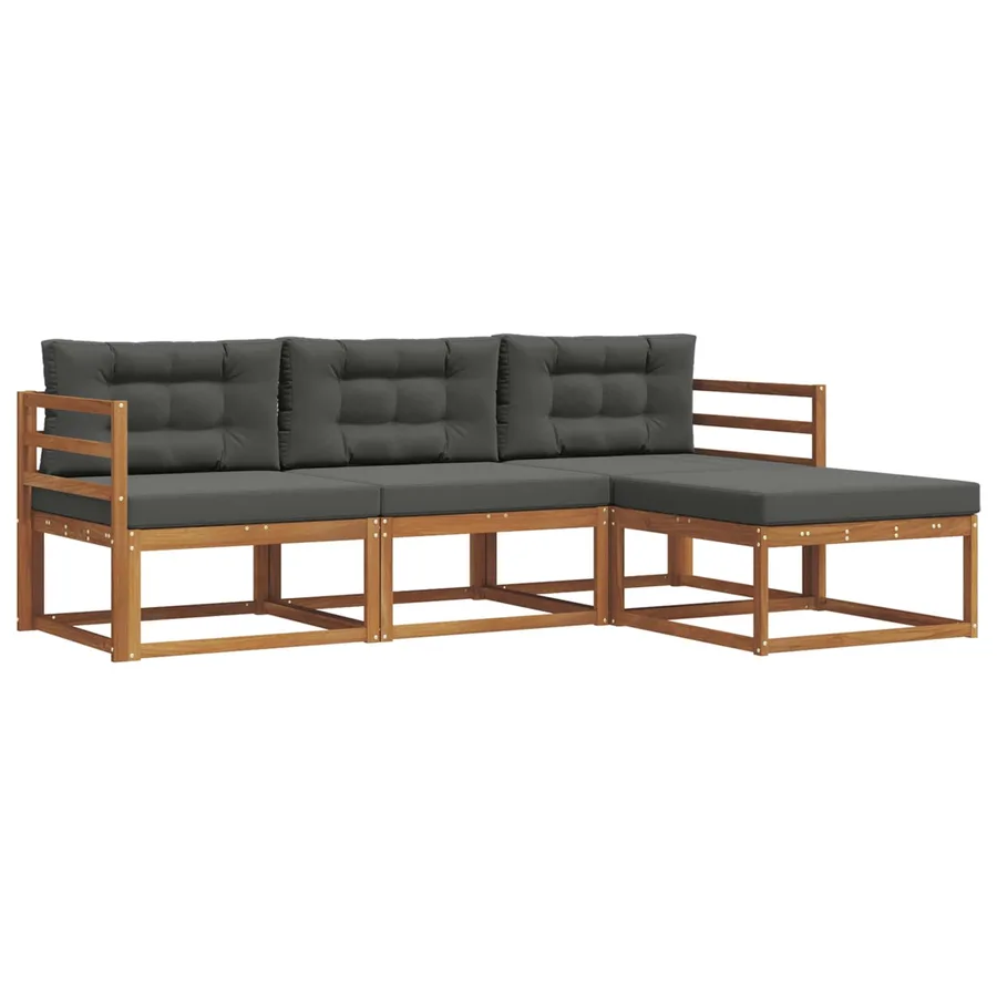 Ensemble de canapés d'extérieur 4 pcs Naturel et Anthracite - 2