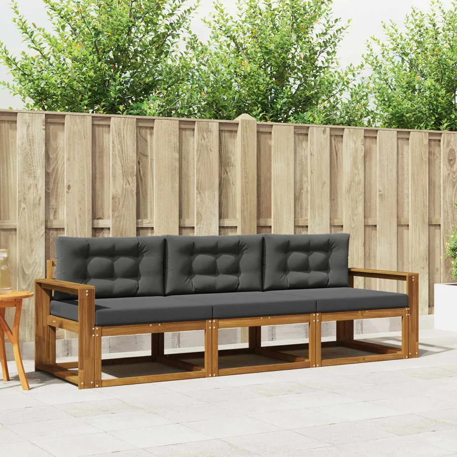 Ensemble de canapés d'extérieur 3 pcs Naturel et Anthracite