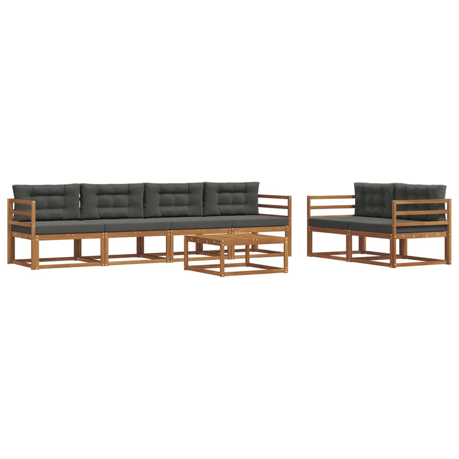 Ensemble de canapés d'extérieur 7 pcs Naturel et Anthracite - 2