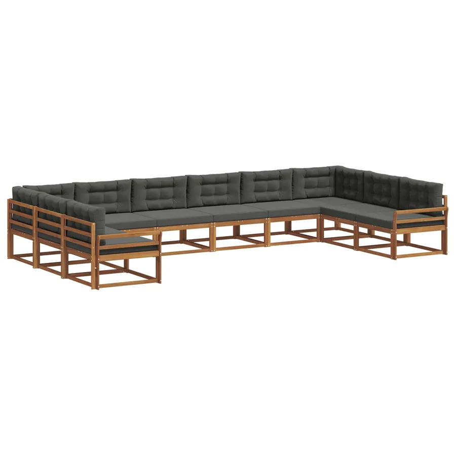 Ensemble de canapés d'extérieur 10 pcs Naturel et Anthracite - 2
