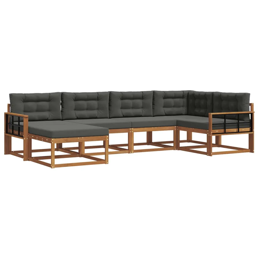 Ensemble de canapés d'extérieur 6 pcs Naturel et Anthracite - 2