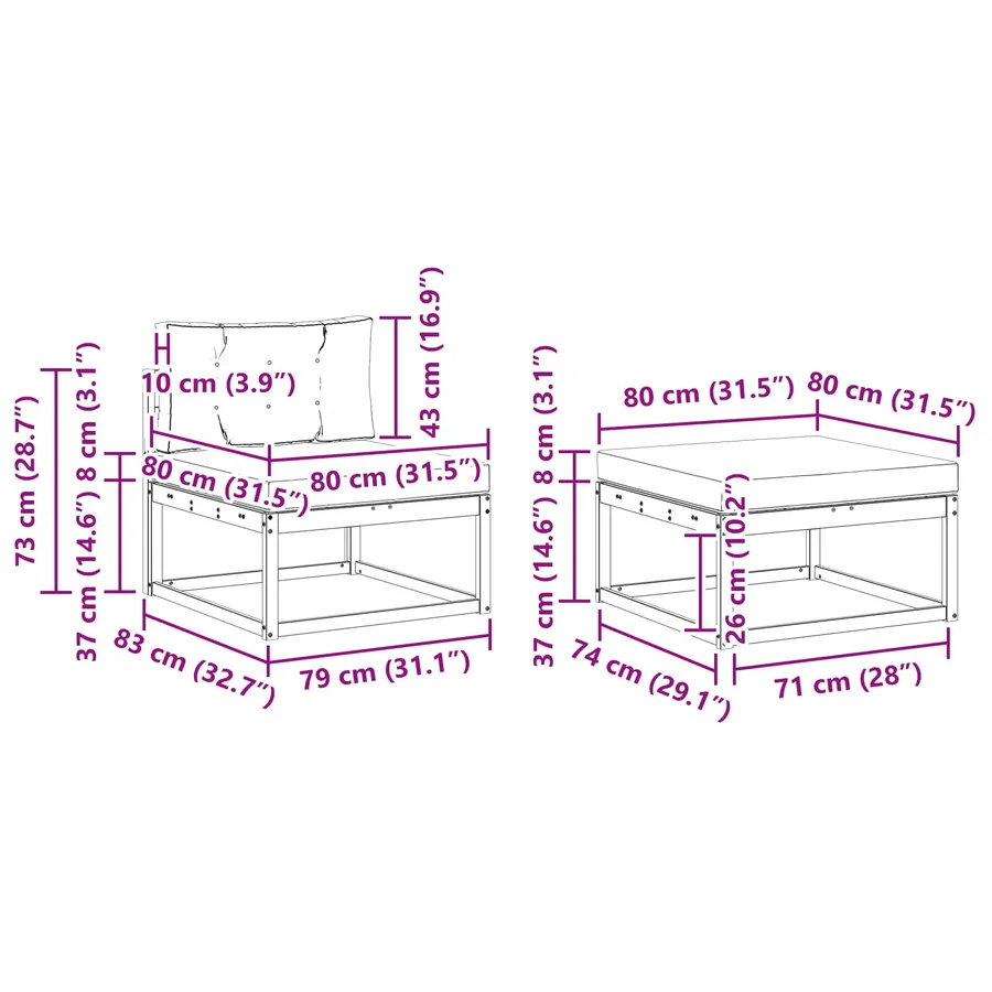 Ensemble de canapés d'extérieur 6 pcs Naturel et Anthracite - 9