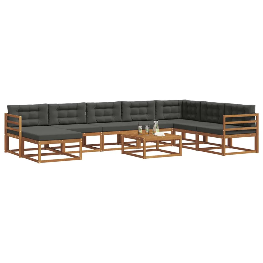 Ensemble de canapés d'extérieur 9 pcs Naturel et Anthracite - 3