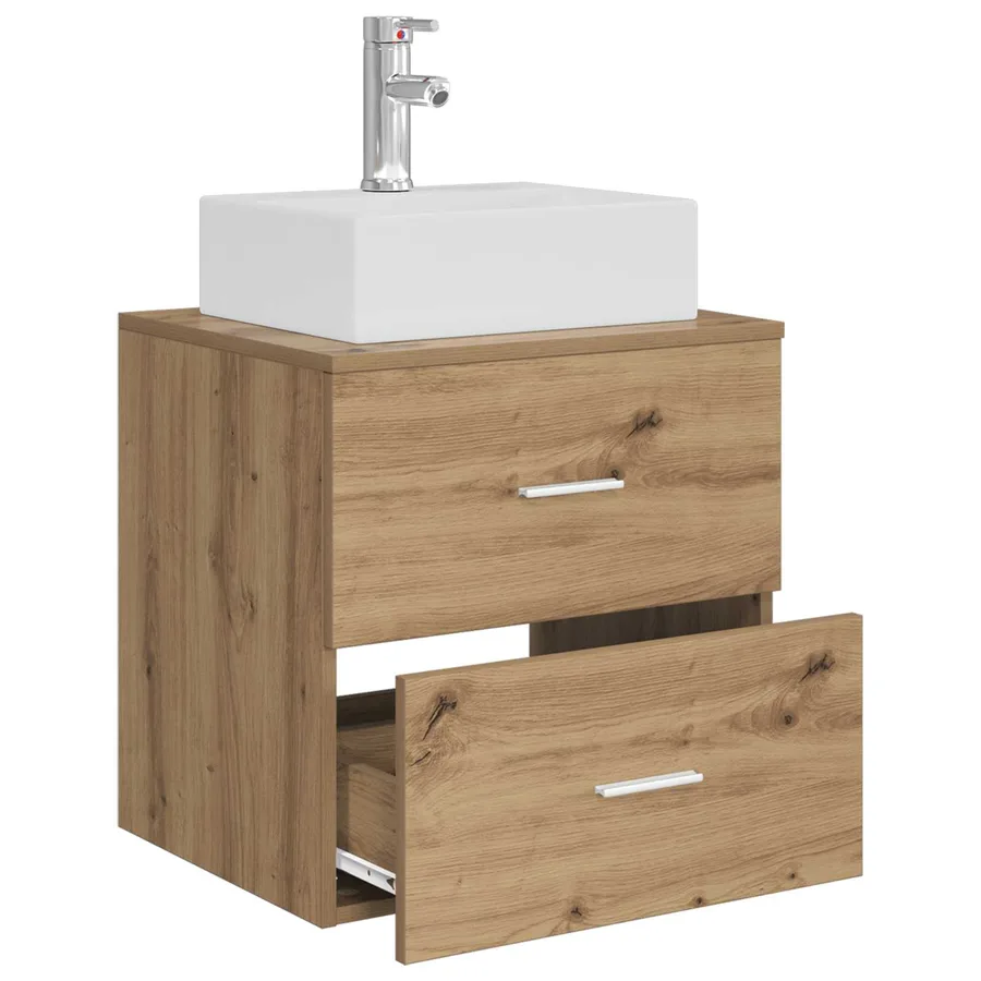 Vanité de lavabo mural Chêne artisanal 49,5 x 41 x 62,5 cm - 3