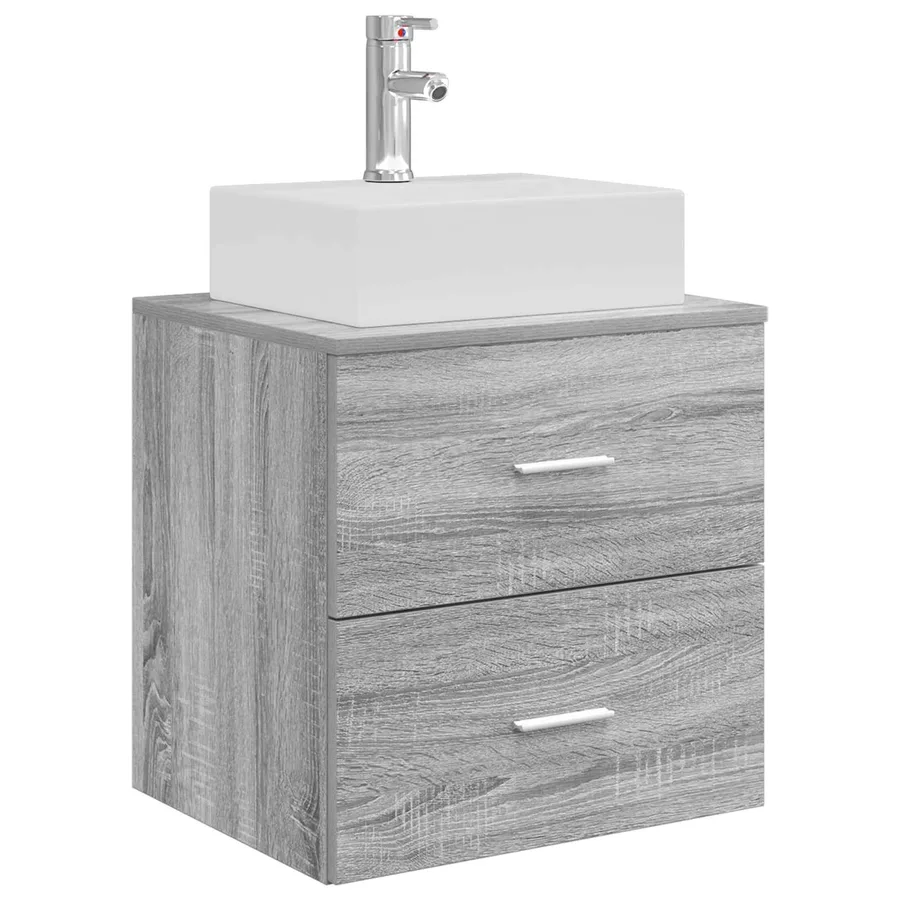 Ensemble de mobilier de salle de bain 5 pcs Sonoma gris - 5