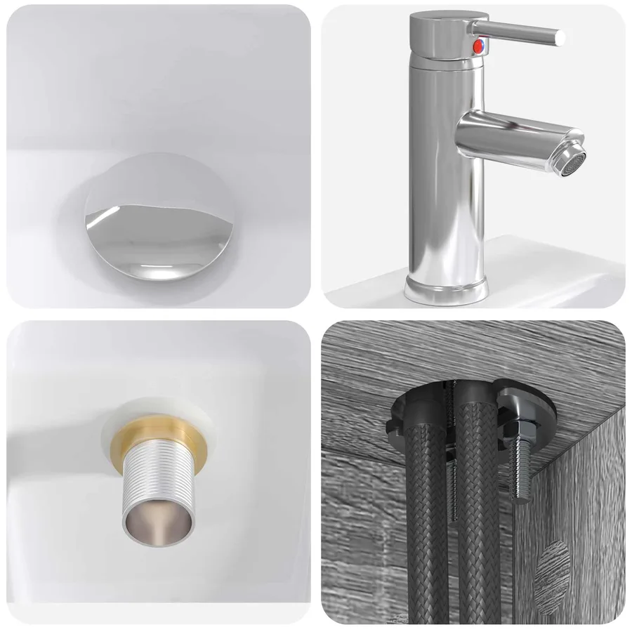 Ensemble de mobilier de salle de bain 5 pcs Sonoma gris - 10