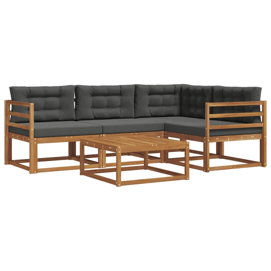 Ensemble de canapés d'extérieur 5 pcs Naturel et Anthracite - 2