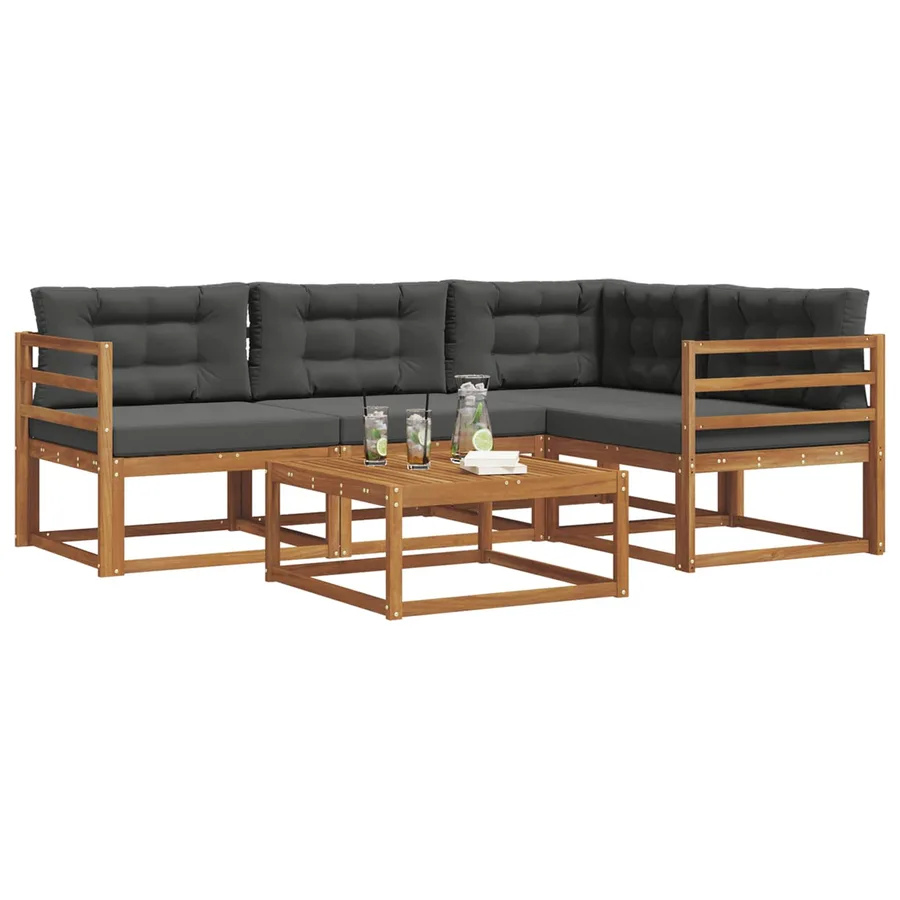 Ensemble de canapés d'extérieur 5 pcs Naturel et Anthracite - 3