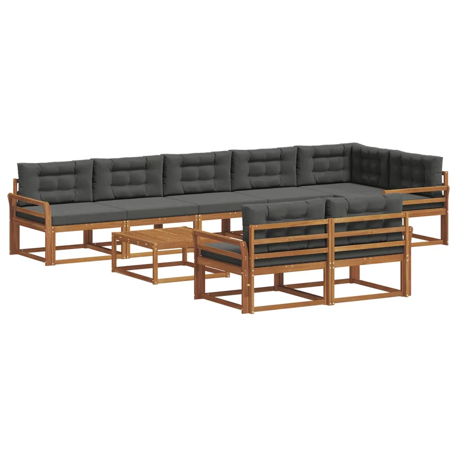 Ensemble de canapés d'extérieur 9 pcs Naturel et Anthracite - 2
