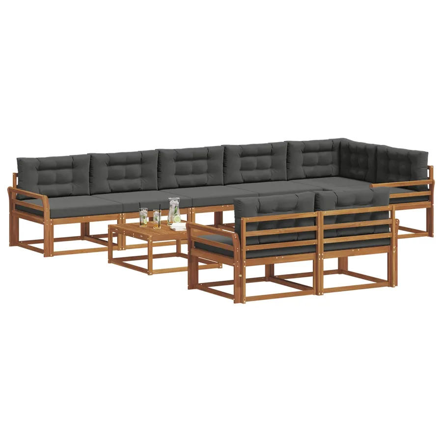 Ensemble de canapés d'extérieur 9 pcs Naturel et Anthracite - 3