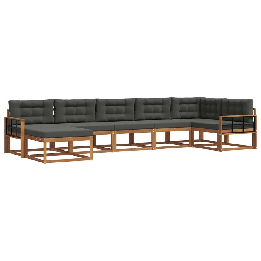 Ensemble de canapés d'extérieur 7 pcs Naturel et Anthracite - 2