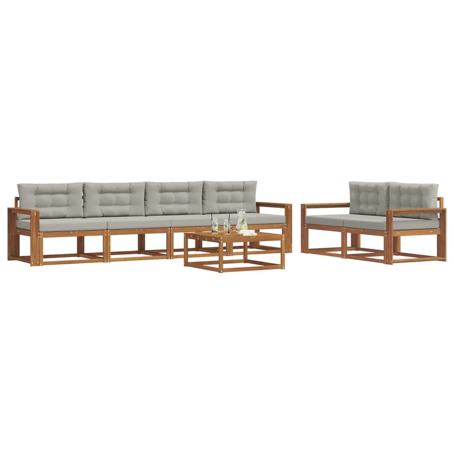 Ensemble de canapés d'extérieur 7 pcs Gris Naturel et Clair - 3