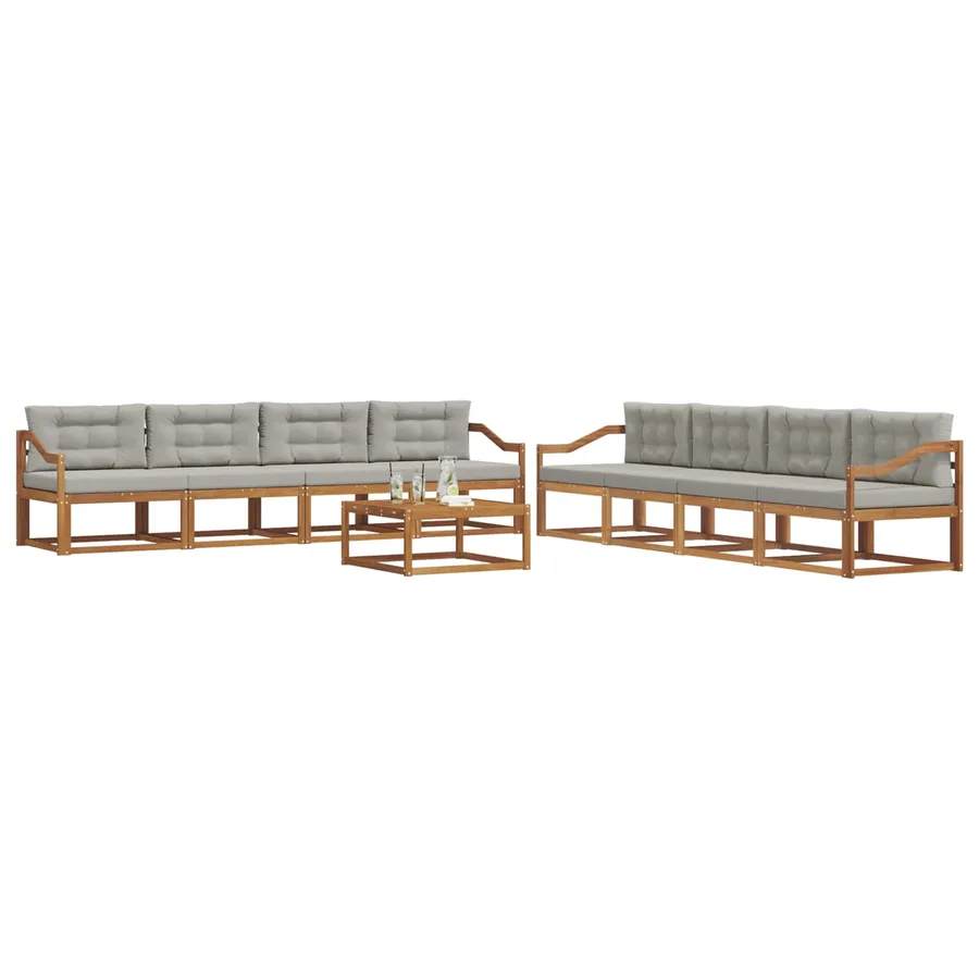 Ensemble de canapés d'extérieur 9 pcs Gris Naturel et Clair - 3