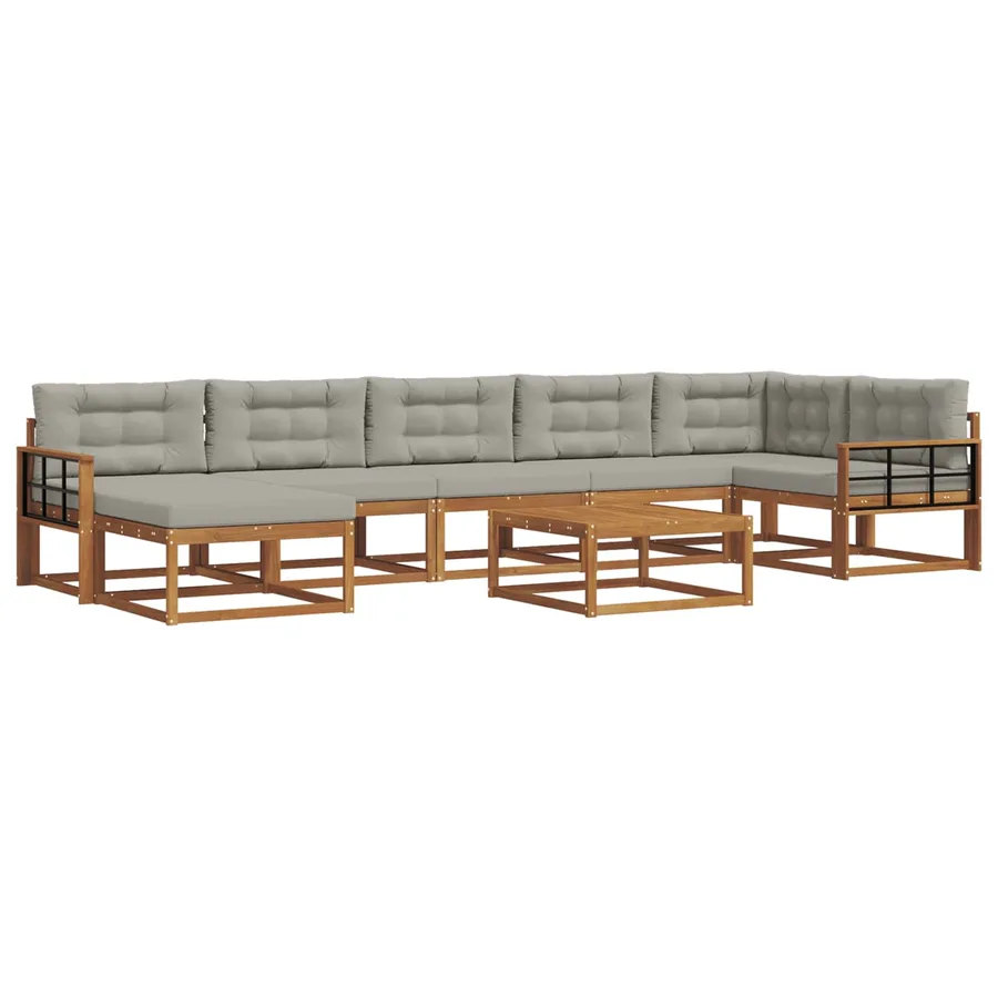 Ensemble de canapés d'extérieur 8 pcs Gris Naturel et Clair - 2