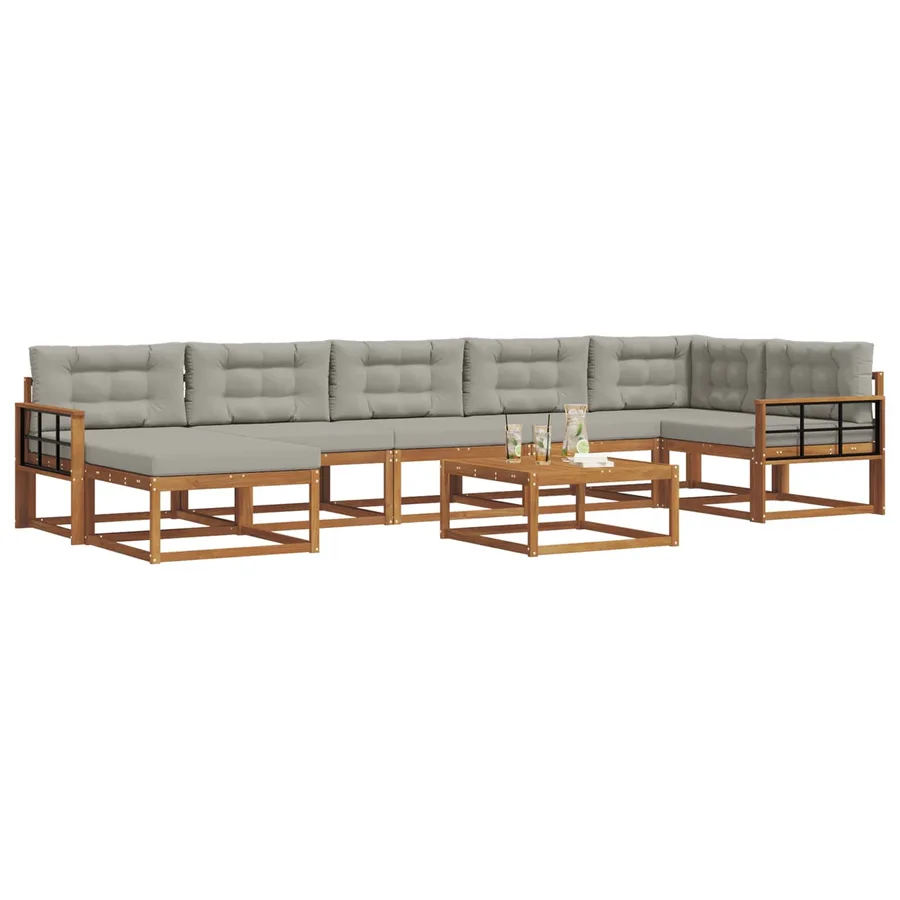 Ensemble de canapés d'extérieur 8 pcs Gris Naturel et Clair - 3