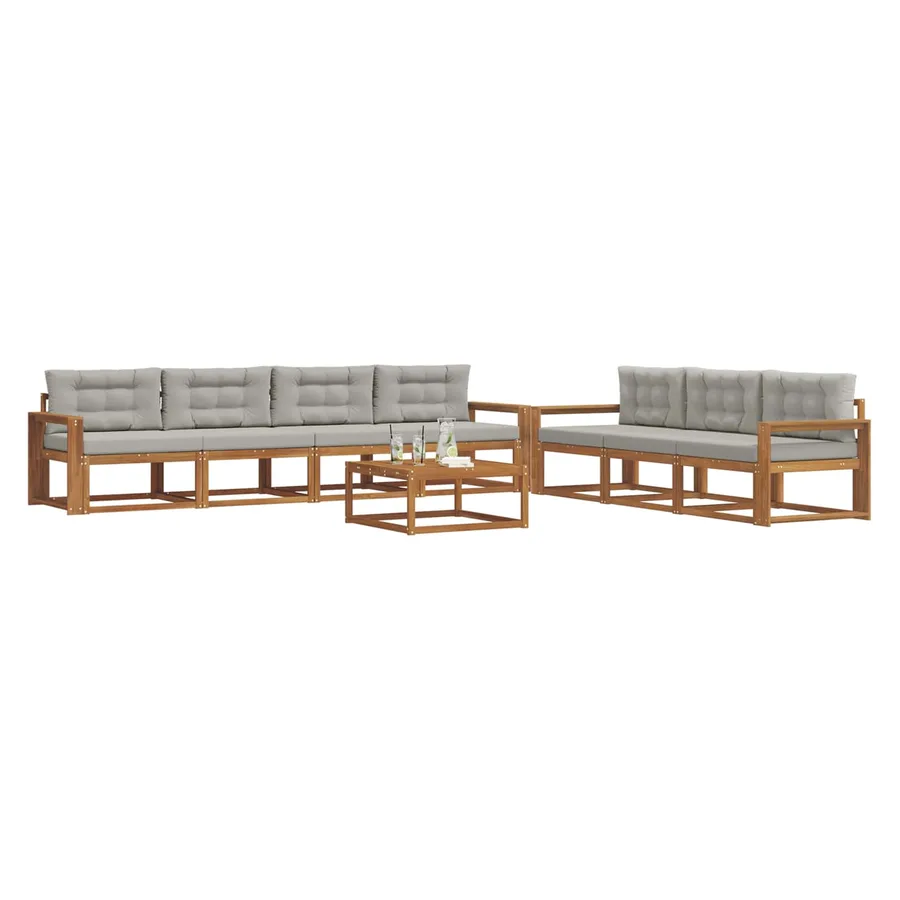 Ensemble de canapés d'extérieur 8 pcs Gris Naturel et Clair - 3