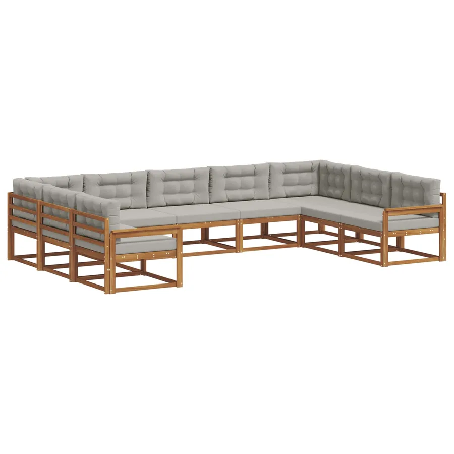 Ensemble de canapés d'extérieur 9 pcs Gris Naturel et Clair - 2