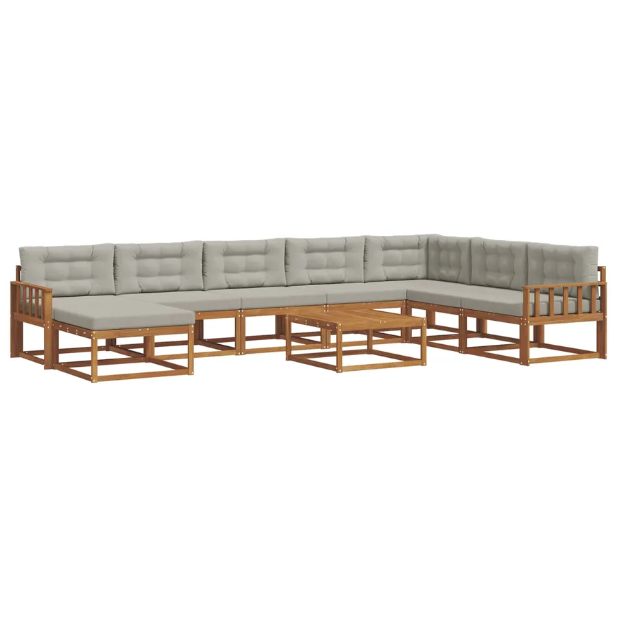 Ensemble de canapés d'extérieur 9 pcs Gris Naturel et Clair - 2