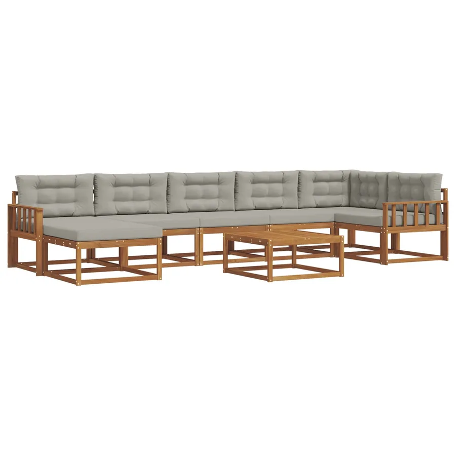 Ensemble de canapés d'extérieur 8 pcs Gris Naturel et Clair - 2