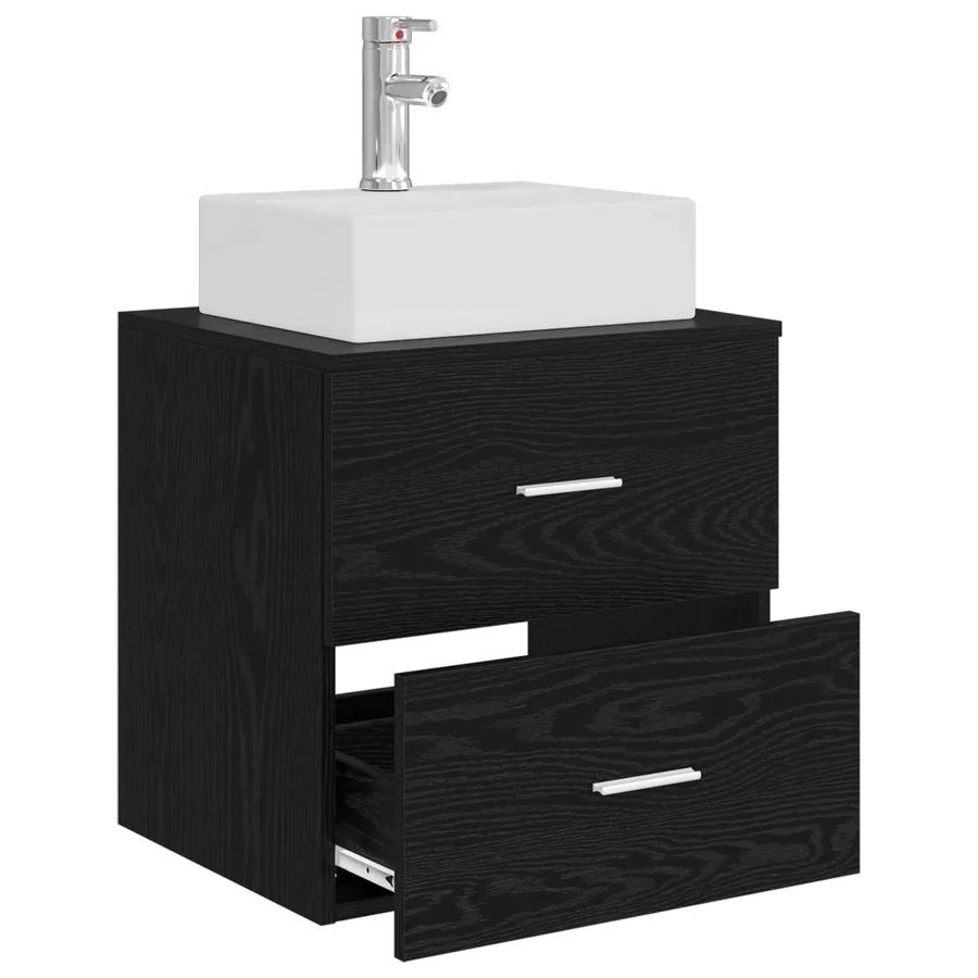 Vanité de lavabo mural Chêne noir 49,5 x 41 x 62,5 cm - 3