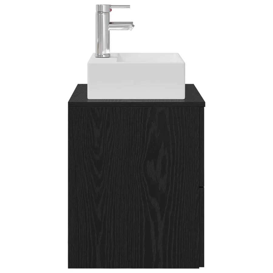 Vanité de lavabo mural Chêne noir 49,5 x 41 x 62,5 cm - 4