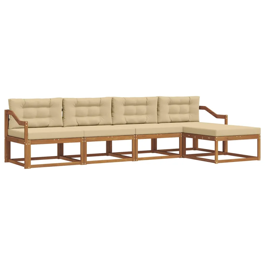 Ensemble de canapés d'extérieur 5 pcs Naturel et Beige - 2